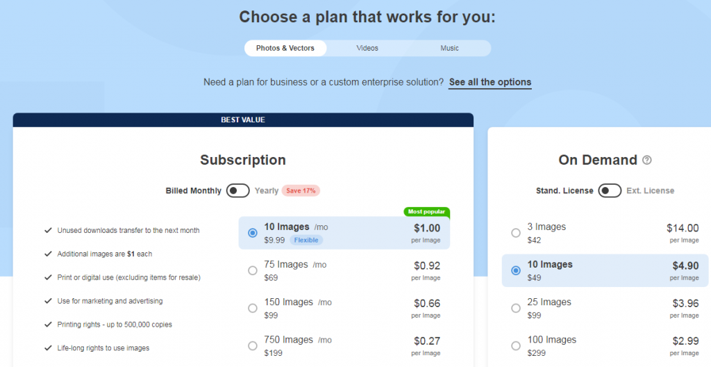 photos&vectors price